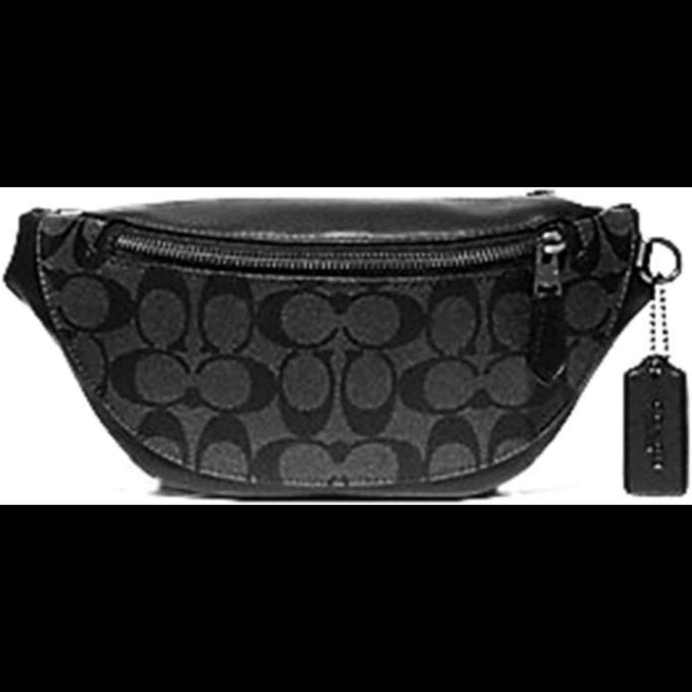 Coach Men's F84711 Warren Mini Belt Bag in Signature Canvas, QB/Charcoal/Black